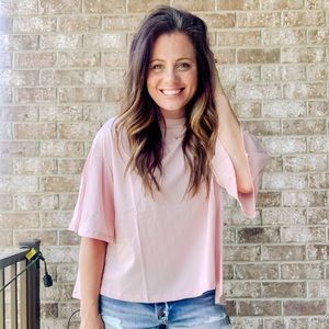 Pink bell sleeve top